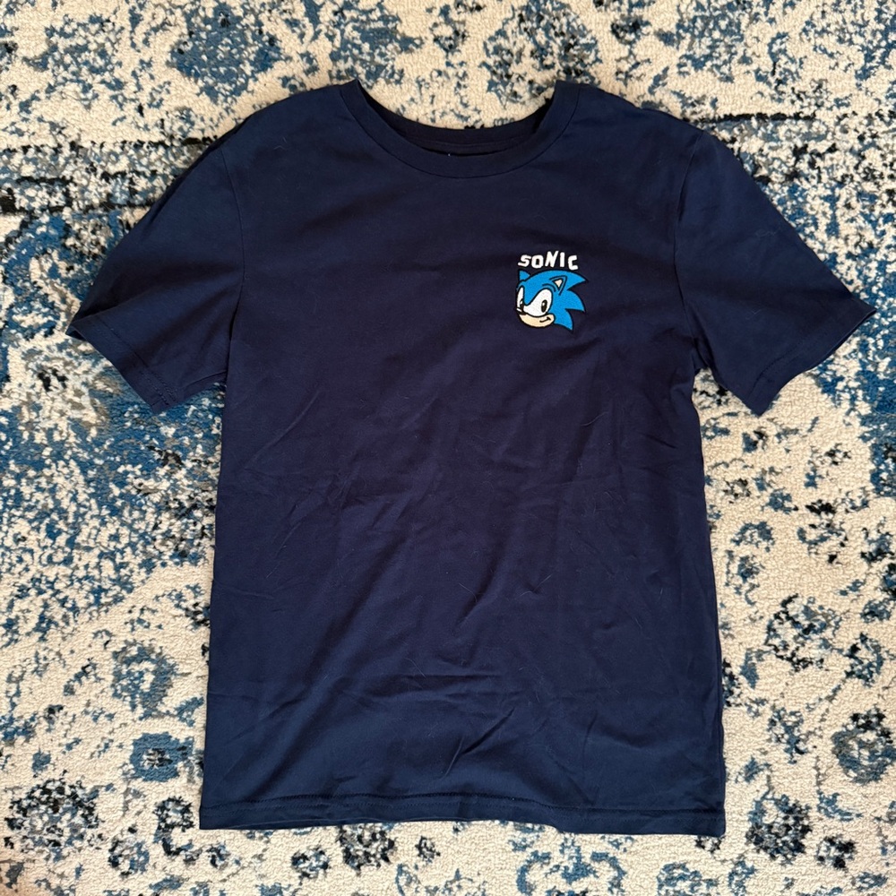 Sonic the hedgehog navy blue T-shirt and embroidered Sonic